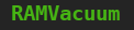 A screenshot of `ls`, listing the RAMVacuum program.